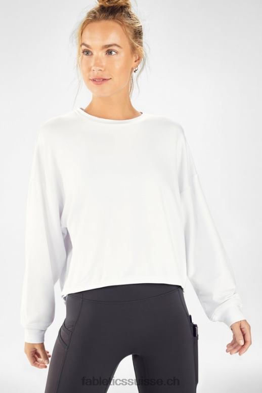 femmes pull cintré de luxe B0B6R2431 blanc Fabletics