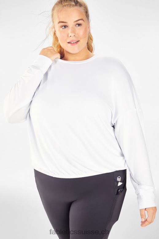 femmes pull cintré de luxe B0B6R2432 blanc Fabletics