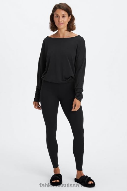femmes pull à encolure bateau en maille éco-élégante B0B6R2436 noir Fabletics