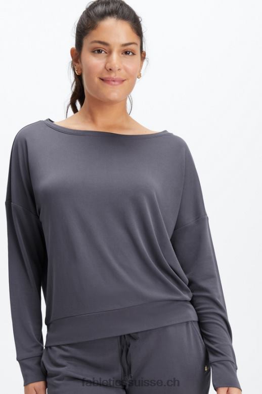 femmes pull à encolure bateau en maille éco-élégante B0B6R2437 étain Fabletics