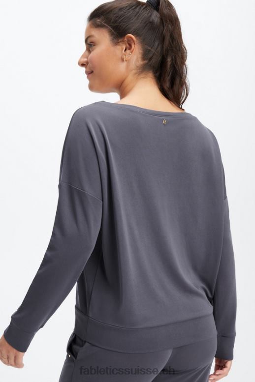 femmes pull à encolure bateau en maille éco-élégante B0B6R2437 étain Fabletics