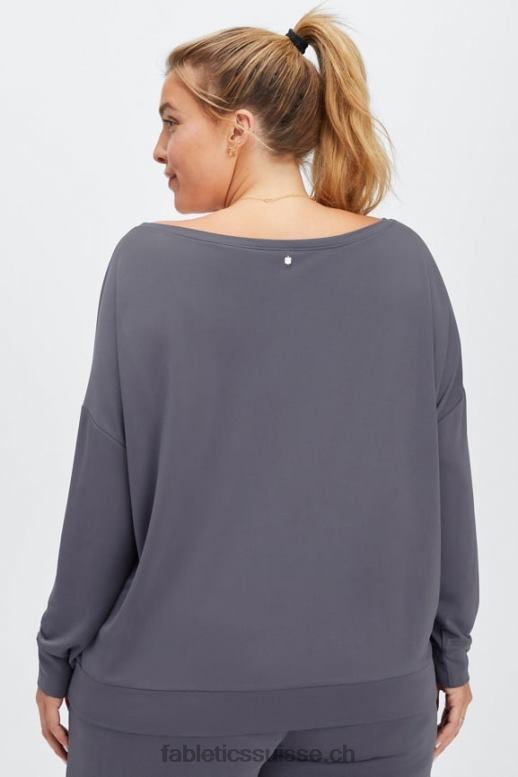 femmes pull à encolure bateau en maille éco-élégante B0B6R2438 étain Fabletics