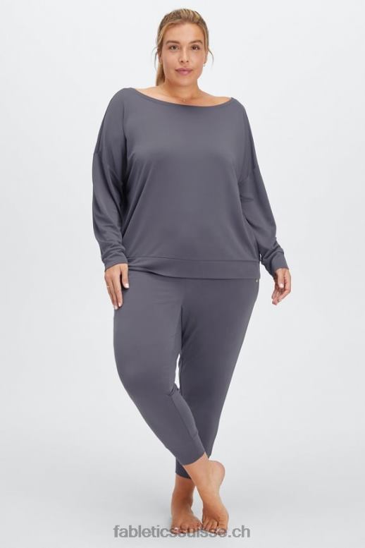 femmes pull à encolure bateau en maille éco-élégante B0B6R2438 étain Fabletics