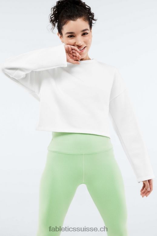 femmes pull à manches longues et dos ouvert skye B0B6R2525 blanc doux Fabletics