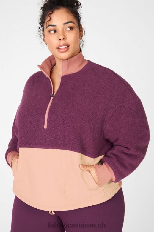 femmes pull polaire mallory B0B6R2556 bordeaux/acajou/driftscape Fabletics