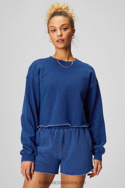 femmes ras du cou court B0B6R2434 indigo lavé Fabletics