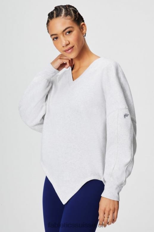 femmes sweat asymétrique en polaire forever B0B6R2460 gris doux chiné Fabletics