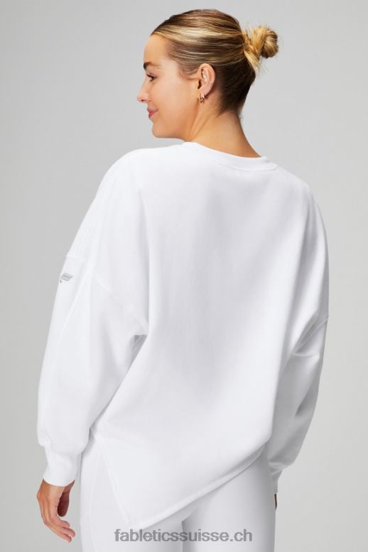 femmes sweat asymétrique en polaire forever B0B6R2461 blanc classique/gris minéral Fabletics