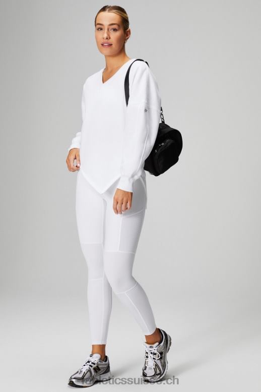 femmes sweat asymétrique en polaire forever B0B6R2461 blanc classique/gris minéral Fabletics