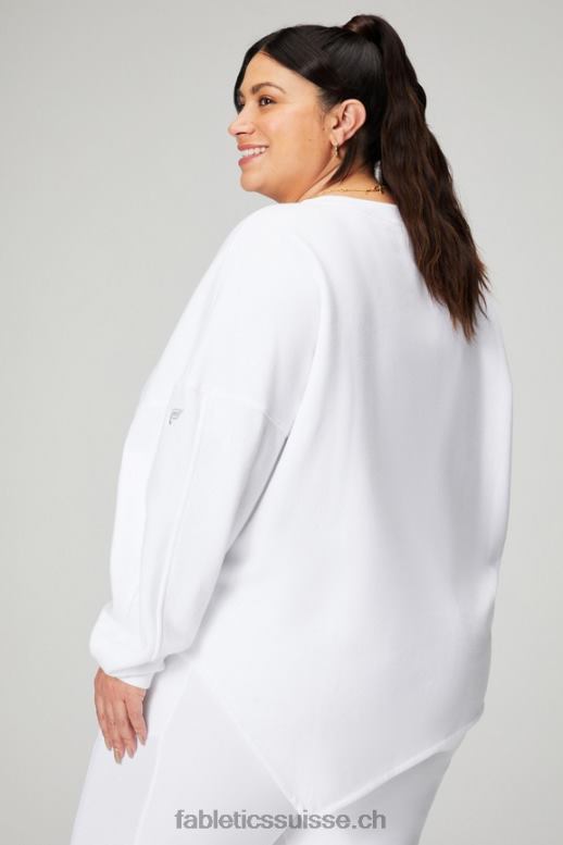 femmes sweat asymétrique en polaire forever B0B6R2462 blanc classique/gris minéral Fabletics
