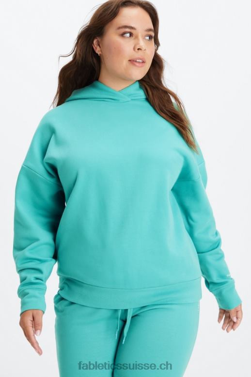 femmes sweat à capuche écologique B0B6R2516 cyan foncé/avoine Fabletics