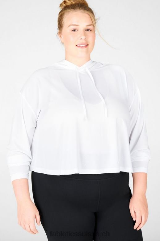 femmes sweat à capuche court Kaia B0B6R2562 blanc Fabletics