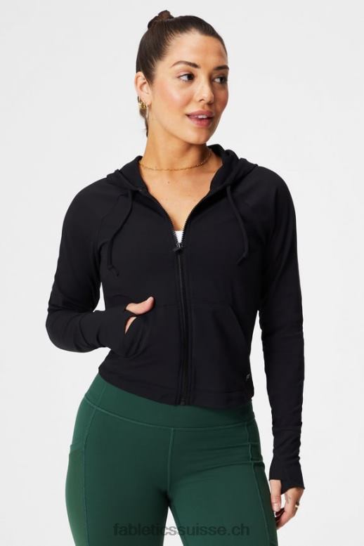 femmes sweat à capuche court Oasis B0B6R2446 noir Fabletics