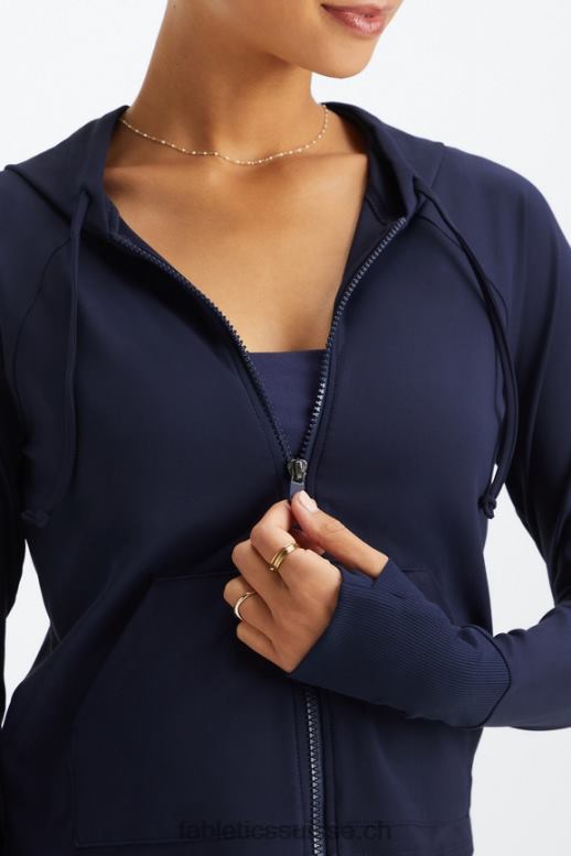 femmes sweat à capuche court Oasis B0B6R2448 bleu marine profond Fabletics