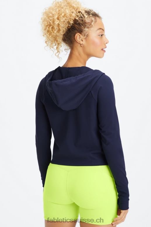 femmes sweat à capuche court Oasis B0B6R2448 bleu marine profond Fabletics