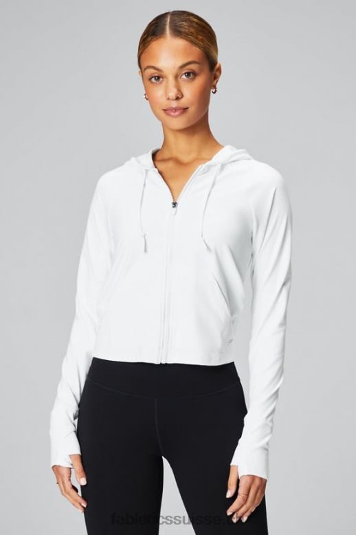 femmes sweat à capuche court Oasis B0B6R2459 blanc classique Fabletics
