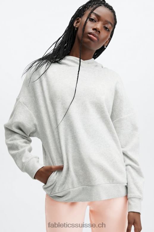 femmes sweat à capuche eco go-to pocket B0B6R2514 gris chiné clair Fabletics