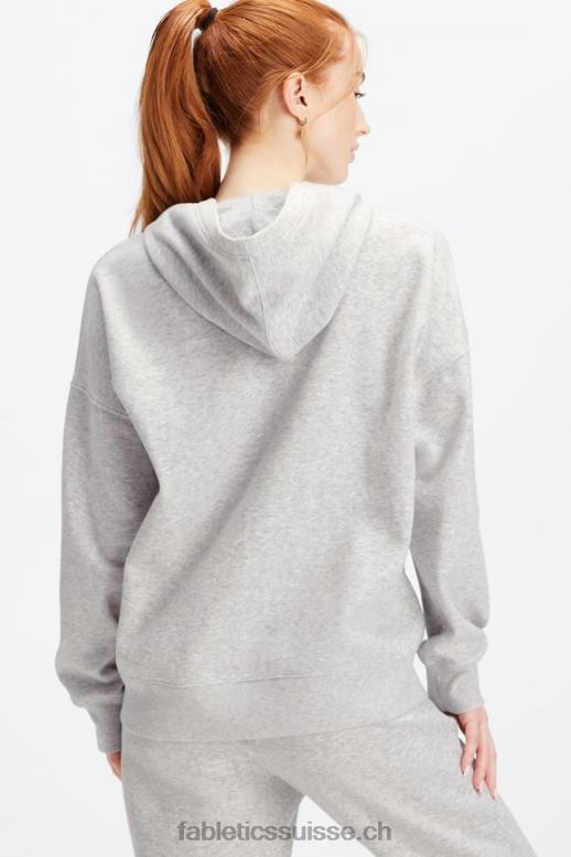 femmes sweat à capuche entièrement zippé B0B6R2660 gris clair chiné Fabletics