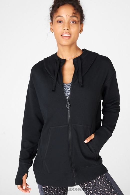 femmes sweat à capuche oversize leah B0B6R2559 noir Fabletics