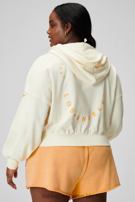 femmes sweat à capuche rétréci B0B6R2443 crème/graphique Fabletics