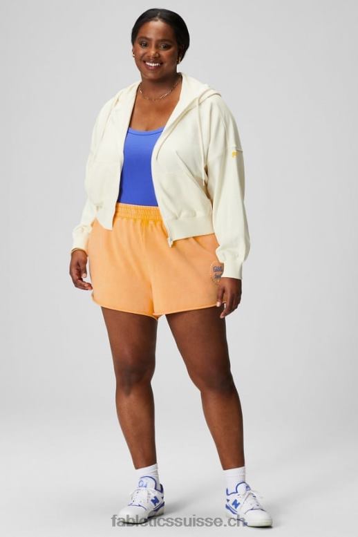 femmes sweat à capuche rétréci B0B6R2443 crème/graphique Fabletics