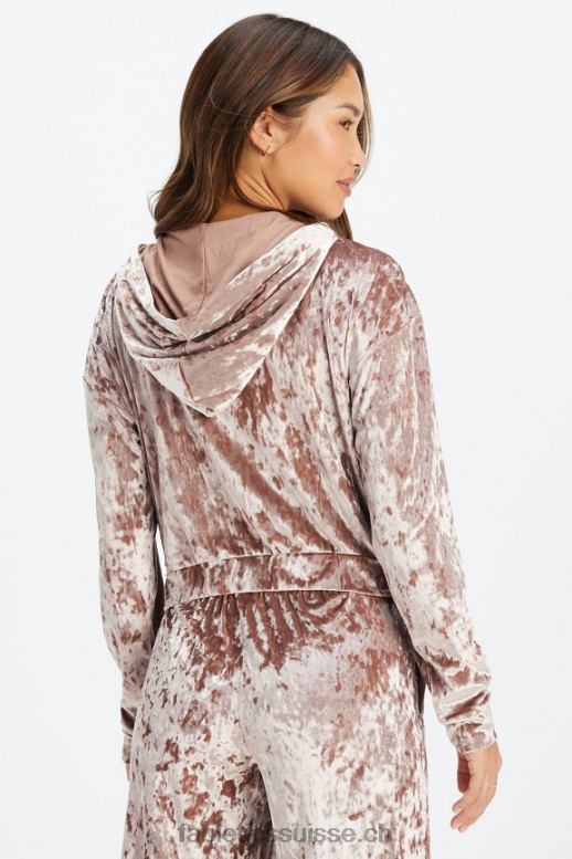 femmes sweat à capuche zippé en velours frappé B0B6R2485 nounours Fabletics