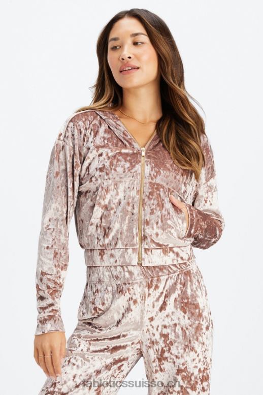 femmes sweat à capuche zippé en velours frappé B0B6R2485 nounours Fabletics
