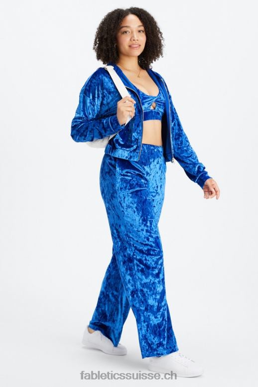 femmes sweat à capuche zippé en velours frappé B0B6R2486 céleste Fabletics