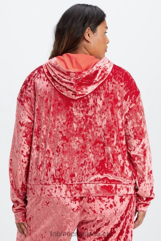 femmes sweat à capuche zippé en velours frappé B0B6R2488 rouge fraise Fabletics