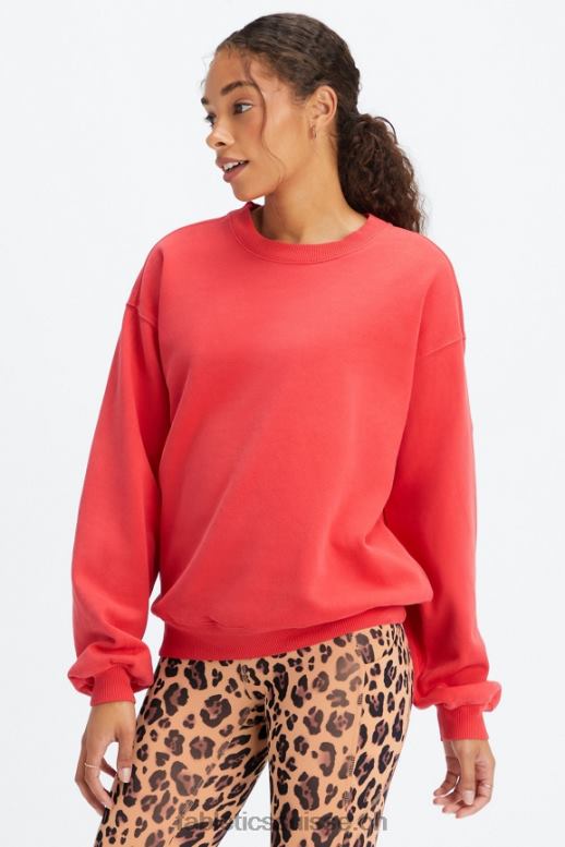 femmes sweat à col ras du cou en molleton forever B0B6R2457 merisier électrique lavé/blanc Fabletics