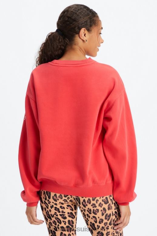 femmes sweat à col ras du cou en molleton forever B0B6R2457 merisier électrique lavé/blanc Fabletics