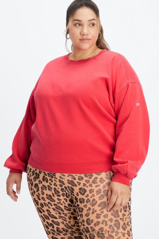 femmes sweat à col ras du cou en molleton forever B0B6R2458 merisier électrique lavé/blanc Fabletics