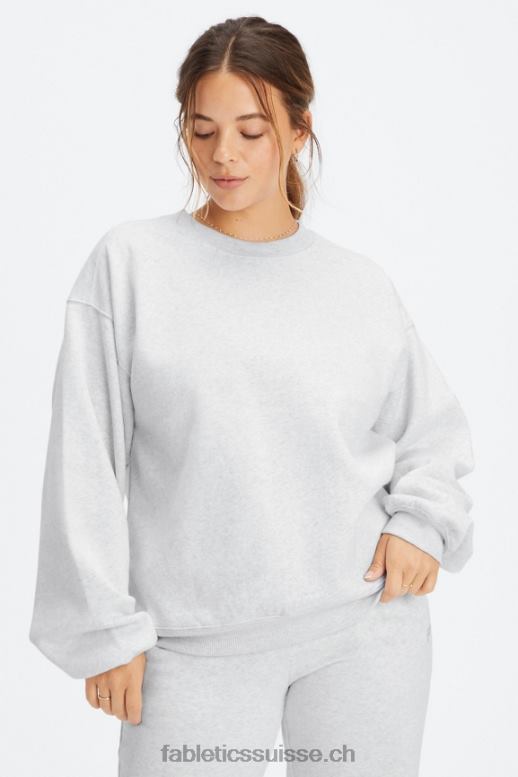 femmes sweat à col ras du cou en molleton forever B0B6R2473 gris doux chiné Fabletics
