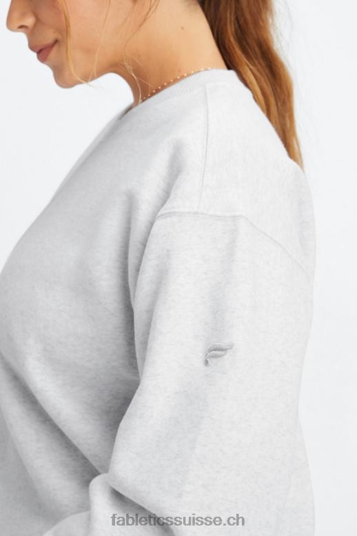femmes sweat à col ras du cou en molleton forever B0B6R2473 gris doux chiné Fabletics