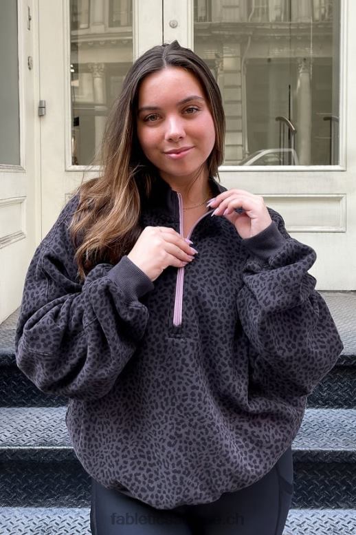 femmes sweat molleton 1/2 zip pour toujours B0B6R2498 étain bicolore léopard/orchidée Fabletics