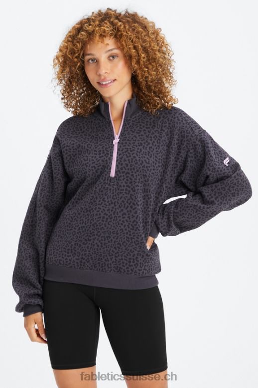 femmes sweat molleton 1/2 zip pour toujours B0B6R2498 étain bicolore léopard/orchidée Fabletics