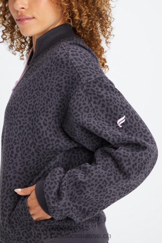 femmes sweat molleton 1/2 zip pour toujours B0B6R2498 étain bicolore léopard/orchidée Fabletics