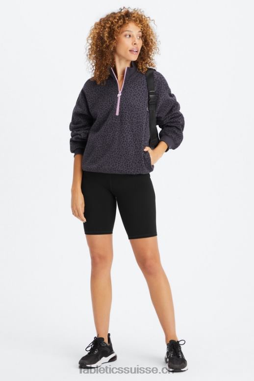 femmes sweat molleton 1/2 zip pour toujours B0B6R2498 étain bicolore léopard/orchidée Fabletics