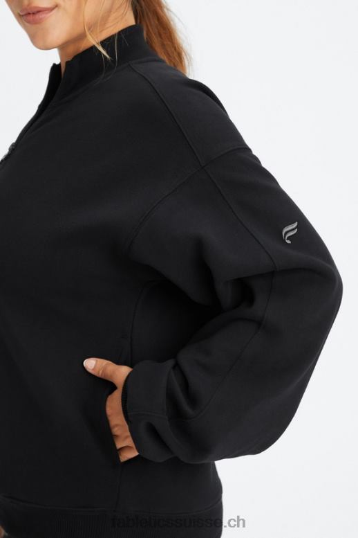femmes sweat molleton 1/2 zip pour toujours B0B6R2499 noir/étain Fabletics