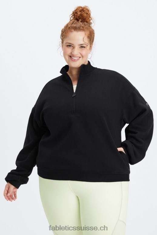 femmes sweat molleton 1/2 zip pour toujours B0B6R2500 noir/étain Fabletics