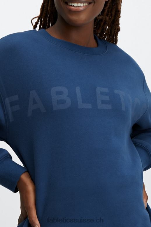 femmes sweat ras du cou écologique B0B6R2479 pivoine marine/denim délavé Fabletics