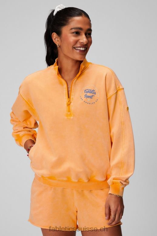 femmes sweat-shirt demi-zip léger en éponge B0B6R2439 soleil d'après-midi/graphique Fabletics
