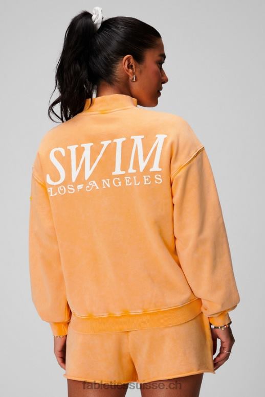 femmes sweat-shirt demi-zip léger en éponge B0B6R2439 soleil d\'après-midi/graphique Fabletics