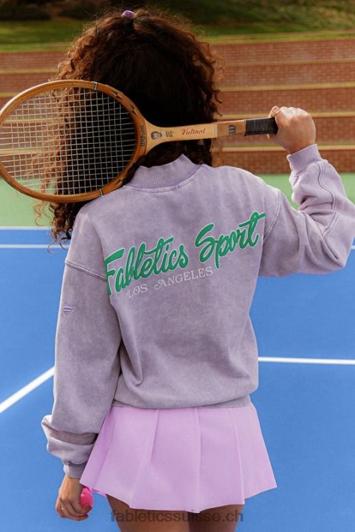 femmes sweat-shirt demi-zip léger en éponge B0B6R2440 cosmo/graphique violet Fabletics
