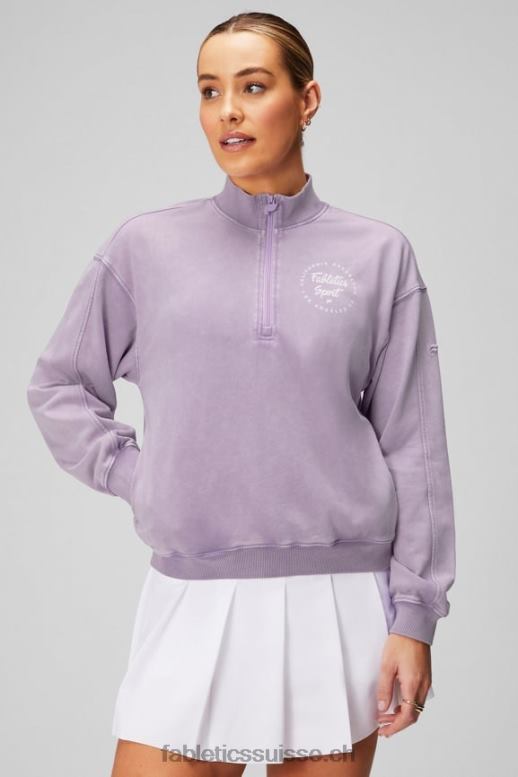 femmes sweat-shirt demi-zip léger en éponge B0B6R2440 cosmo/graphique violet Fabletics