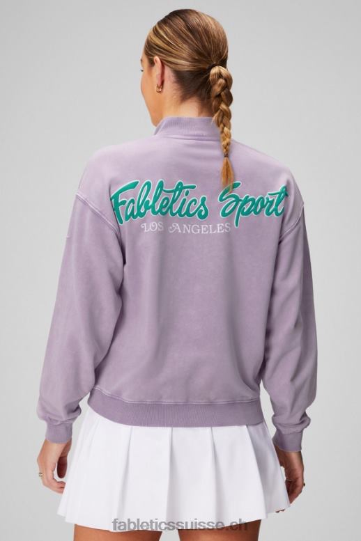 femmes sweat-shirt demi-zip léger en éponge B0B6R2440 cosmo/graphique violet Fabletics