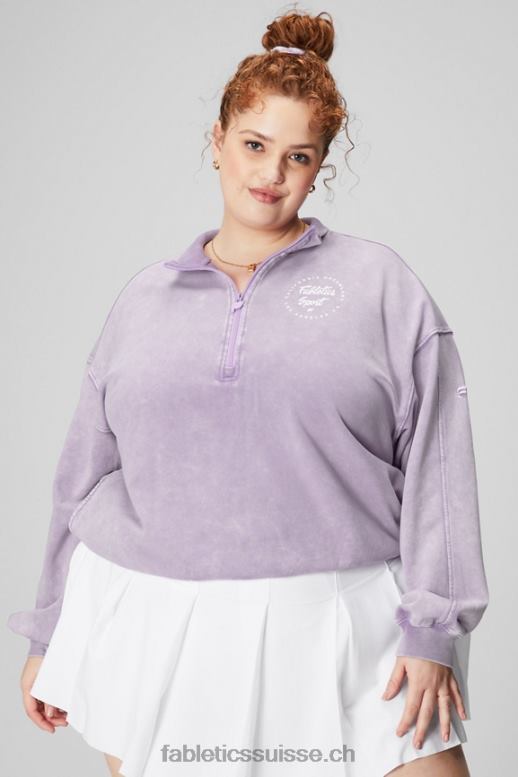 femmes sweat-shirt demi-zip léger en éponge B0B6R2441 cosmo/graphique violet Fabletics