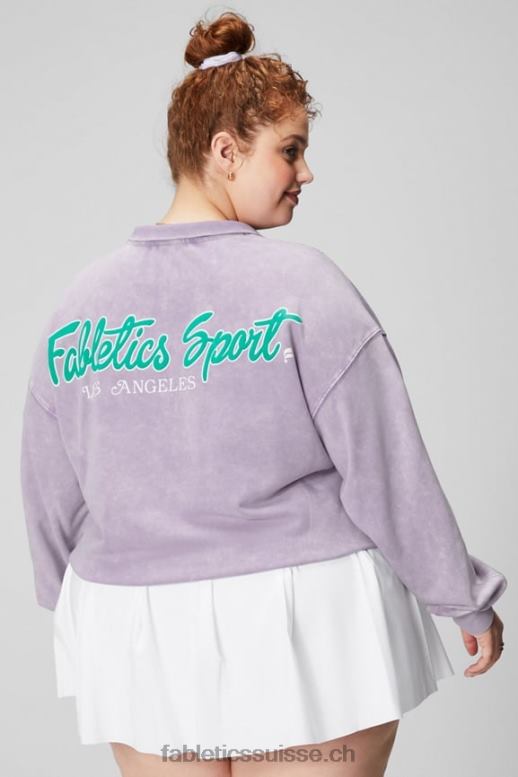 femmes sweat-shirt demi-zip léger en éponge B0B6R2441 cosmo/graphique violet Fabletics
