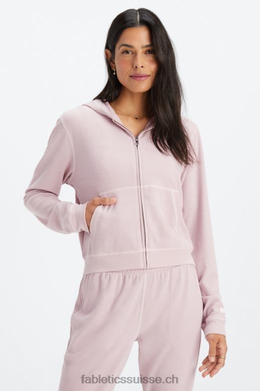 femmes sweat zippé à capuche gaufré B0B6R2494 mauve discret/pétale Fabletics
