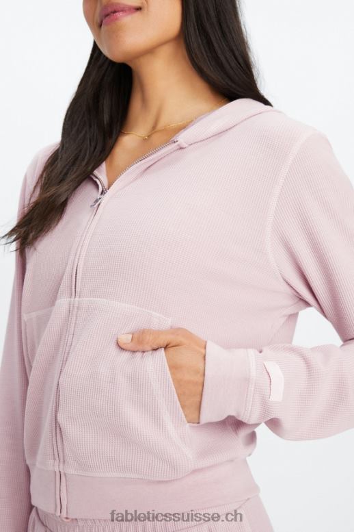 femmes sweat zippé à capuche gaufré B0B6R2494 mauve discret/pétale Fabletics